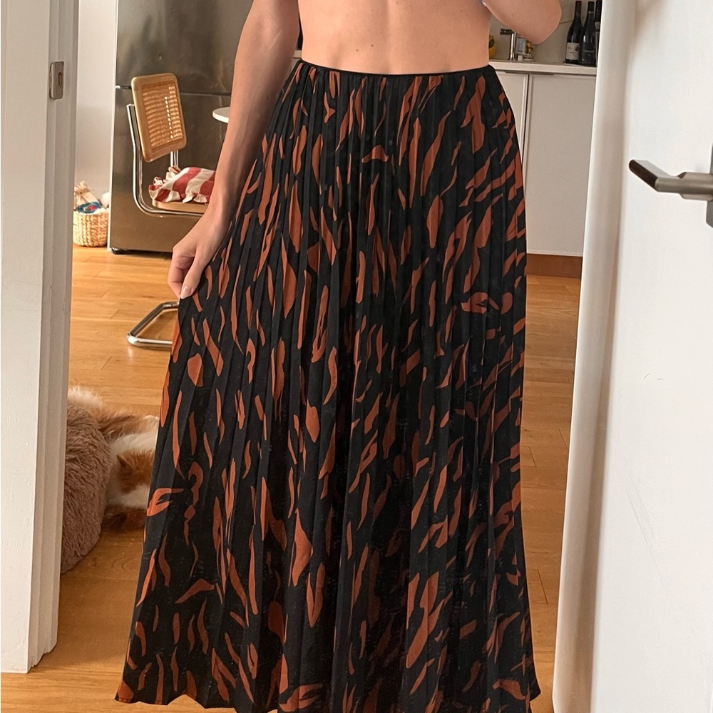 Mango Black and Brown Maxi Skirt